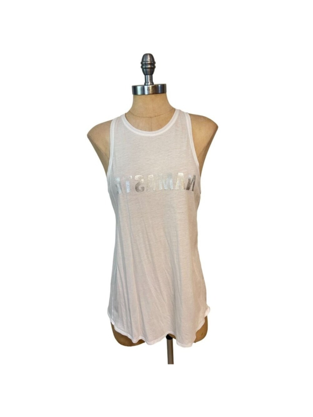 Lululemon White "Namasté" Racerback Tank Top Medium Large